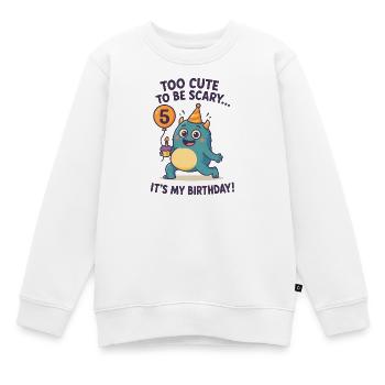 Too Cute To Be Scary 5. Geburtstag Monster - Kinder Premium Organic Sweatshirt - Weiß - Vorne - AI Model Kid Male (0cm)