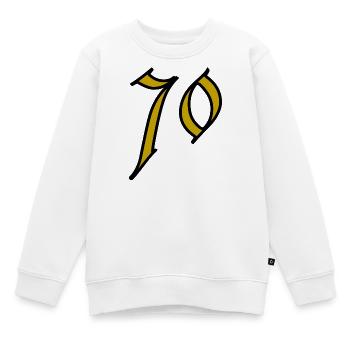 70. 70 ANS. 70e ANNIVERSAIRE. ANNIVERSAIRE 70 ANS. - Sweat Premium enfant bio - blanc - Devant - AI Model Kid Male (0cm)