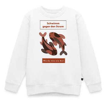 Schwimm gegen den Strom: Werde wie ein Koi - Kinder Premium Organic Sweatshirt - Weiß - Vorne - AI Model Kid Male (0cm)