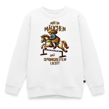 Kinder Springreiten - Kinder Premium Organic Sweatshirt - Weiß - Vorne - AI Model Kid Male (0cm)