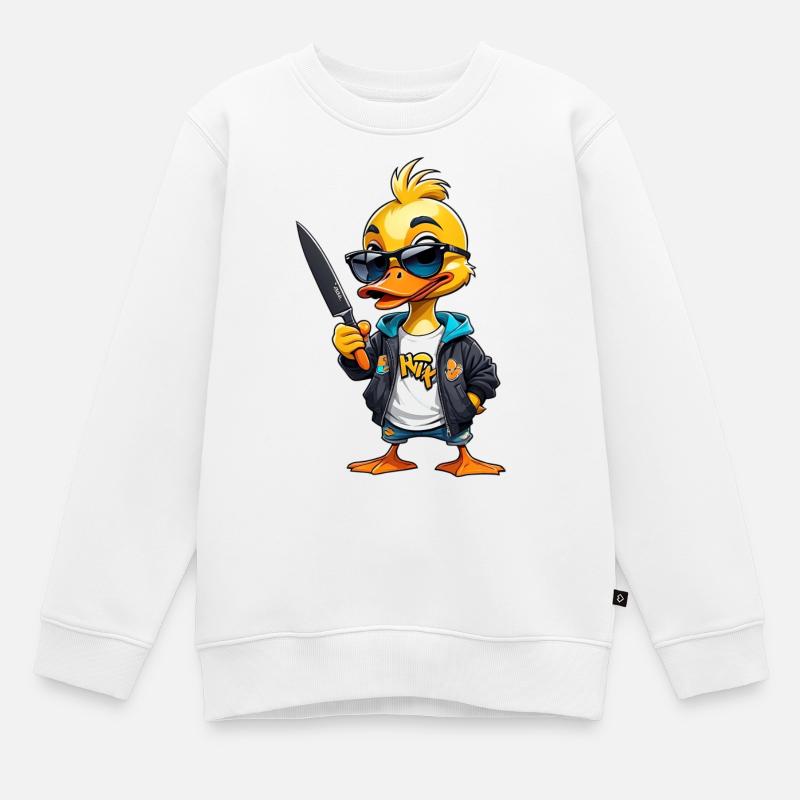 SSW33 Couteau Duck avec veste à capuche - Sweat Premium enfant bio - blanc