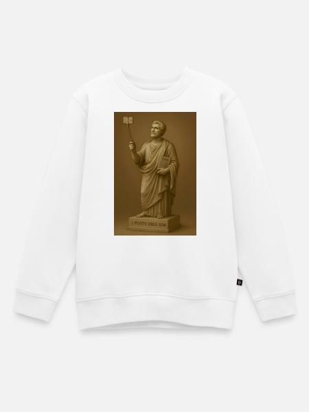 Barocker Philosoph mit Selfie-Stick - Kinder Premium Organic Sweatshirt - Weiß