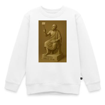 Antike Philosophie Selfie Statue - Kinder Premium Organic Sweatshirt - Weiß - Vorne - AI Model Kid Male (0cm)