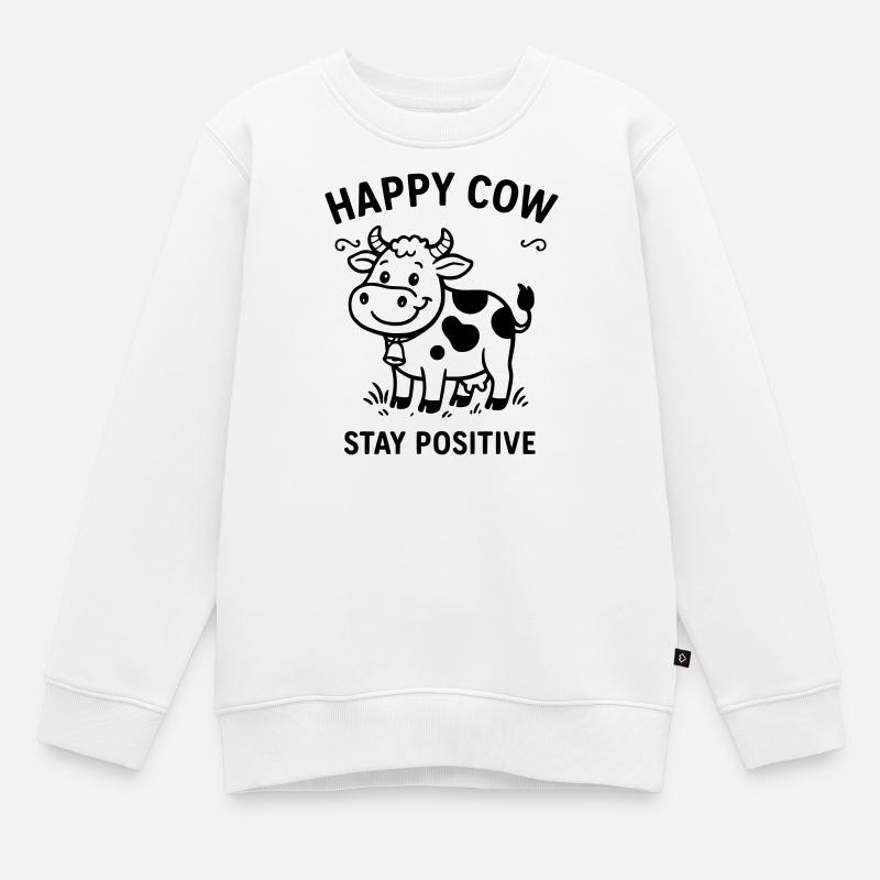 happycow - Kinder Premium Organic Sweatshirt - Weiß
