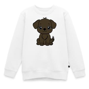 Brauner Hundewelpe - Kinder Premium Organic Sweatshirt - Weiß - Vorne - AI Model Kid Male (0cm)