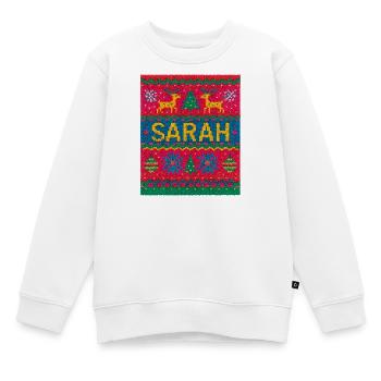 Sarah Christmas Knit Doormat - Kids Premium Organic Sweatshirt - white - Front - AI Model Kid Male (0cm)