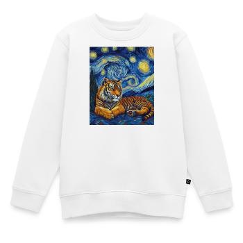 Tiger Van Gogh - Kinder Premium Organic Sweatshirt - Weiß - Vorne - AI Model Kid Male (0cm)