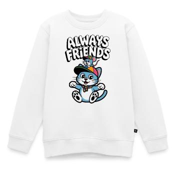 Amitié du chat et de la souris - Sweat Premium enfant bio - blanc - Devant - AI Model Kid Male (0cm)