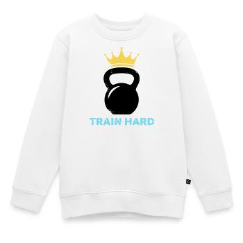 Kugelhantel Krone Train Hard - Kinder Premium Organic Sweatshirt - Weiß - Vorne - AI Model Kid Male (0cm)