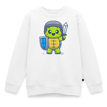Tapferer Schildkrötenritter - Kinder Premium Organic Sweatshirt - Weiß - Vorne - AI Model Kid Male (0cm)