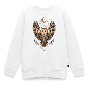 Chouette mystique sous la lune - Sweat Premium enfant bio - blanc - Devant - AI Model Kid Male (0cm)