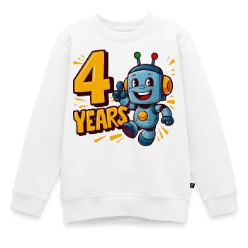 Four Years Cute Little Robot Children's Birthday Party. - Kids Premium Organic Sweatshirt - white - Front - AI Model Kid Male (0cm)
