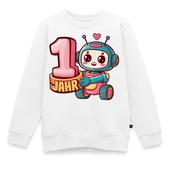 1 Jahr Kleiner Roboter Astronaut mit Zahl 1 - Kinder Premium Organic Sweatshirt - Weiß - Vorne - AI Model Kid Male (0cm)