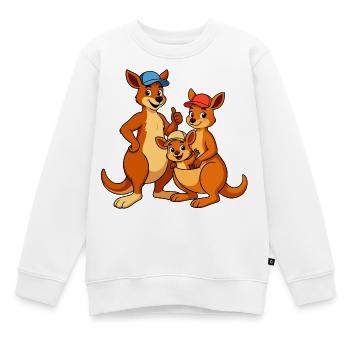 Dessin animé de la famille kangourou - Sweat Premium enfant bio - blanc - Devant - AI Model Kid Male (0cm)