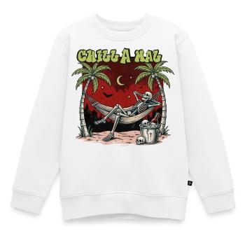 Chill A Mal – Skelett Hängematte Sommer Humor - Kinder Premium Organic Sweatshirt - Weiß - Vorne - AI Model Kid Male (0cm)