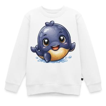 Kuschelbaby Wal im Wasserspiel - Kinder Premium Organic Sweatshirt - Weiß - Vorne - AI Model Kid Male (0cm)