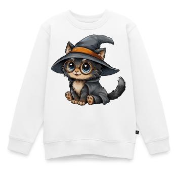 Katzenzauberer mit Brille - Kinder Premium Organic Sweatshirt - Weiß - Vorne - AI Model Kid Male (0cm)