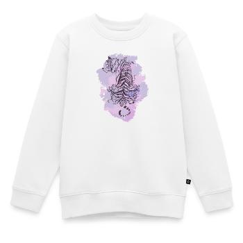 Tiger Lila - Kinder Premium Organic Sweatshirt - Weiß - Vorne - AI Model Kid Male (0cm)