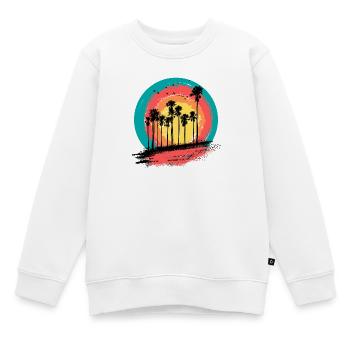 Palmen Sonnenuntergang Sommerurlaub - Kinder Premium Organic Sweatshirt - Weiß - Vorne - AI Model Kid Male (0cm)