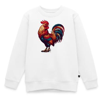 magnifique coq aux couleurs vives - Sweat Premium enfant bio - blanc - Devant - AI Model Kid Male (0cm)