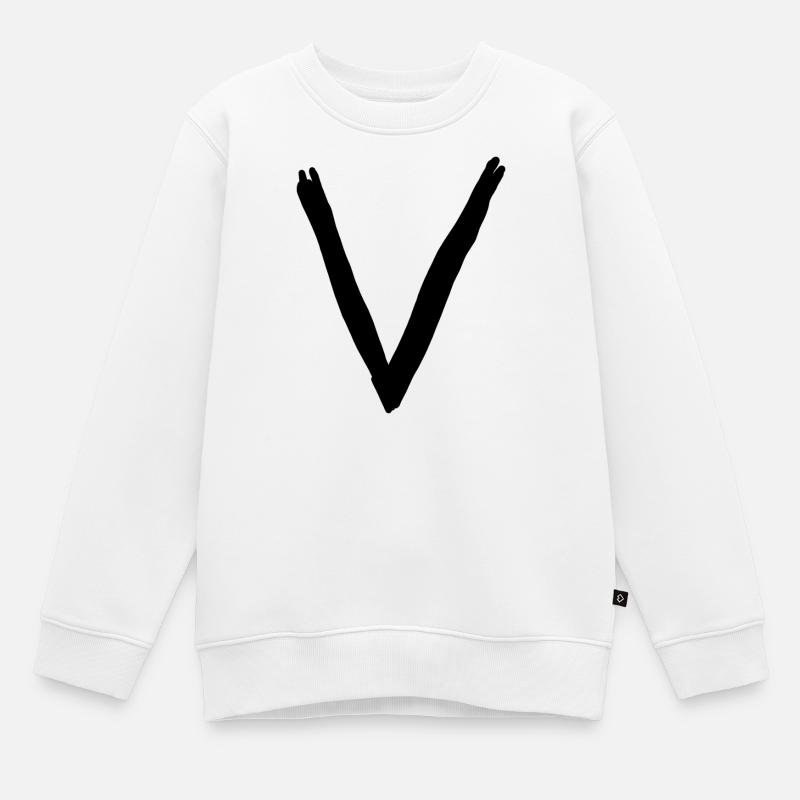 Buchstaben V - Kinder Premium Organic Sweatshirt - Weiß