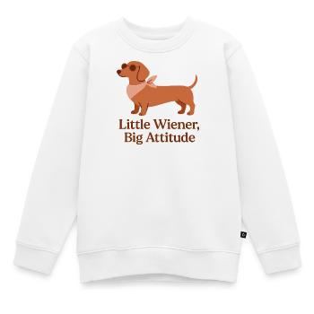 Dackel – Little Wiener Big Attitude Design - Kinder Premium Organic Sweatshirt - Weiß - Vorne - AI Model Kid Male (0cm)