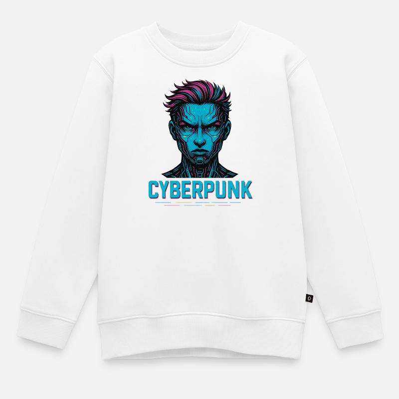 Conception d’avatar numérique cyberpunk - Sweat Premium enfant bio - blanc