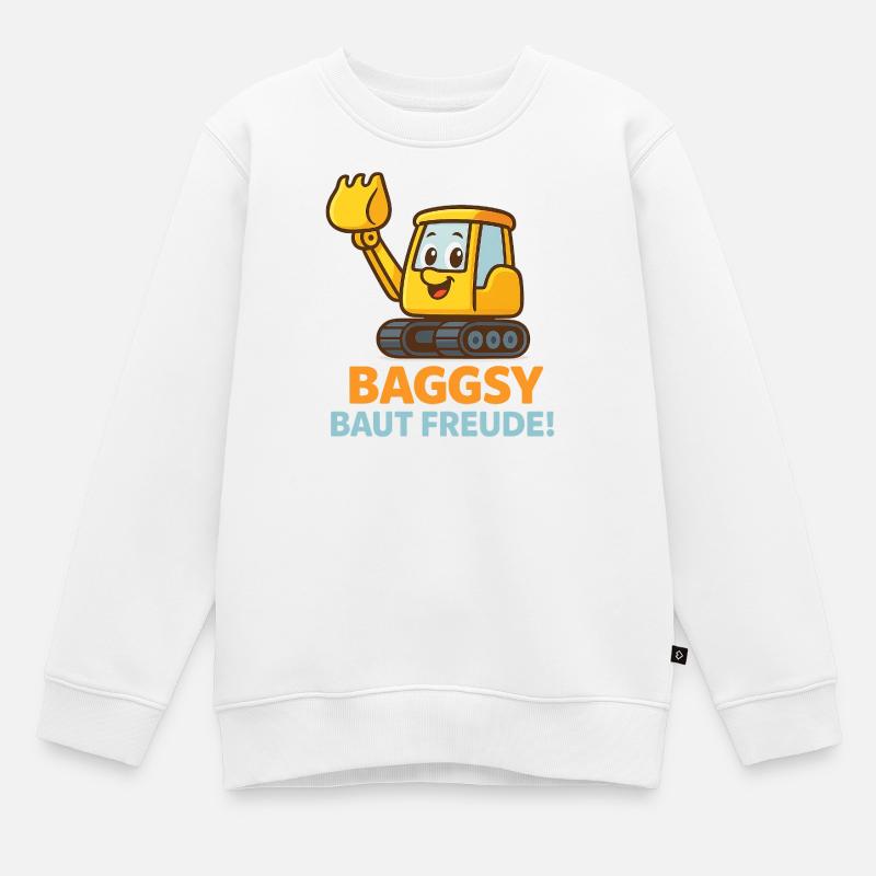 Bagger Mit Freundlichem Gesicht - Kinder Premium Organic Sweatshirt - Weiß