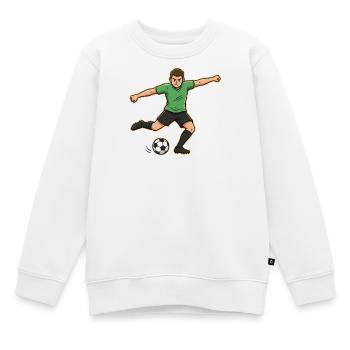 fussballspieler-cartoon-torschuss-gruen - Kinder Premium Organic Sweatshirt - Weiß - Vorne - AI Model Kid Male (0cm)