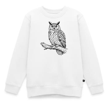 chouette sur la branche - Sweat Premium enfant bio - blanc - Devant - AI Model Kid Male (0cm)
