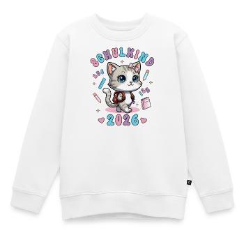 Schulkind 2026 Katze Mit Schultasche Einschulung - Kinder Premium Organic Sweatshirt - Weiß - Vorne - AI Model Kid Male (0cm)