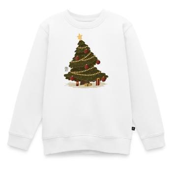 Sapin de Noël avec guirlandes lumineuses - Sweat Premium enfant bio - blanc - Devant - AI Model Kid Male (0cm)