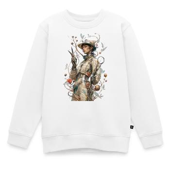 Steampunk-Blumenastronaut - Kinder Premium Organic Sweatshirt - Weiß - Vorne - AI Model Kid Male (0cm)