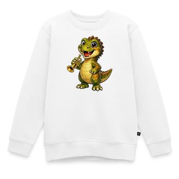 Dino mit Trompete - Kinder Premium Organic Sweatshirt - Weiß - Vorne - AI Model Kid Male (0cm)