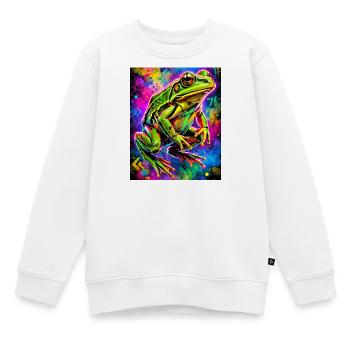 Frosch - Kinder Premium Organic Sweatshirt - Weiß - Vorne - AI Model Kid Male (0cm)