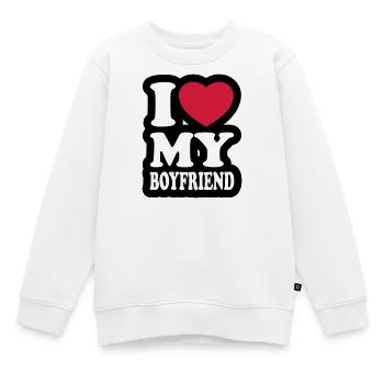 I love my boyfriend - J'aime mon ami - Sweat Premium enfant bio - blanc - Devant - AI Model Kid Male (0cm)