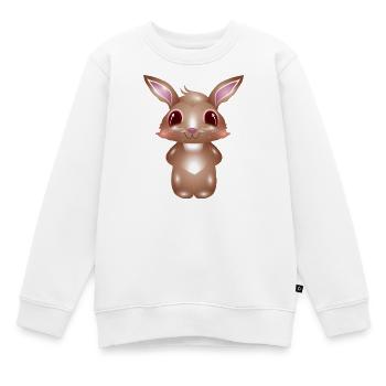niedlicher Hase mit rosa Wangen im Comic Stil - Kinder Premium Organic Sweatshirt - Weiß - Vorne - AI Model Kid Male (0cm)