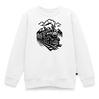 Lokomotive  - Kinder Premium Organic Sweatshirt - Weiß - Vorne - AI Model Kid Male (0cm)