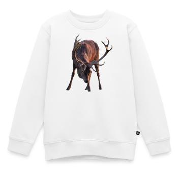 Hirsch mit Geweih in gebückter Haltung - Kinder Premium Organic Sweatshirt - Weiß - Vorne - AI Model Kid Male (0cm)