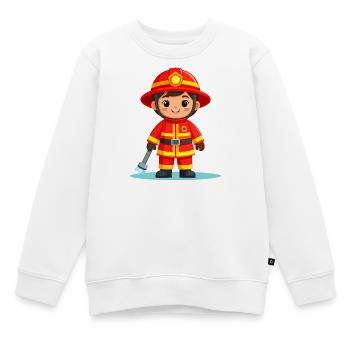 Boy in action as a firefighter - Kids Premium Organic Sweatshirt - white - Front - AI Model Kid Male (0cm)