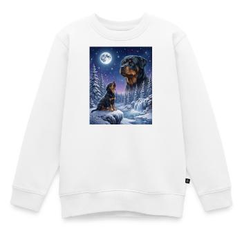 Howling to the Moon Meme Hund Rottweiler - Kinder Premium Organic Sweatshirt - Weiß - Vorne - AI Model Kid Male (0cm)