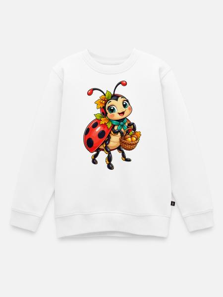Herbstkäfer mit Kürbiskorb - Kinder Premium Organic Sweatshirt - Weiß