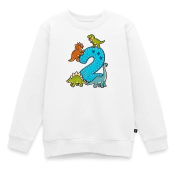 2 Jahre alt 2. Geburtstag Dino - Kinder Premium Organic Sweatshirt - Weiß - Vorne - AI Model Kid Male (0cm)