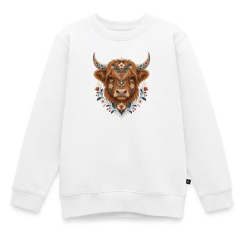 Highland Cow, Schottisches Rind, Hochland Rind - Kinder Premium Organic Sweatshirt - Weiß - Vorne - AI Model Kid Male (0cm)