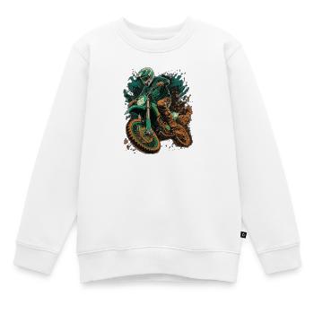 Motocross Vert Orage-Orange Splash - Sweat Premium enfant bio - blanc - Devant - AI Model Kid Male (0cm)