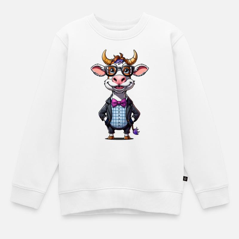 Vache geek - Sweat Premium enfant bio - blanc