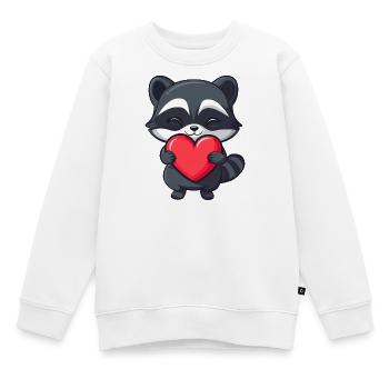 Waschbär mit rotem Herz - Entzückende Karikatur - Kinder Premium Organic Sweatshirt - Weiß - Vorne - AI Model Kid Male (0cm)