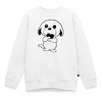 Niedlicher Hund mit Herz in den Pfoten - Kinder Premium Organic Sweatshirt - Weiß - Vorne - AI Model Kid Male (0cm)
