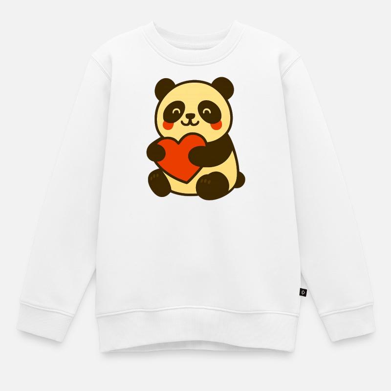 Der_Panda_mit_Herzumarmung - Kinder Premium Organic Sweatshirt - Weiß