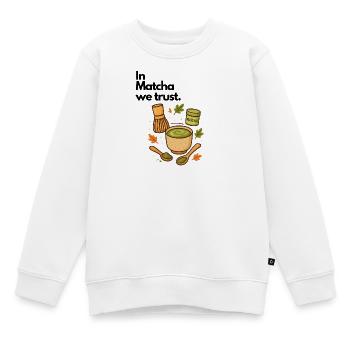 In Matcha we trust Ritual Grün - Kinder Premium Organic Sweatshirt - Weiß - Vorne - AI Model Kid Male (0cm)